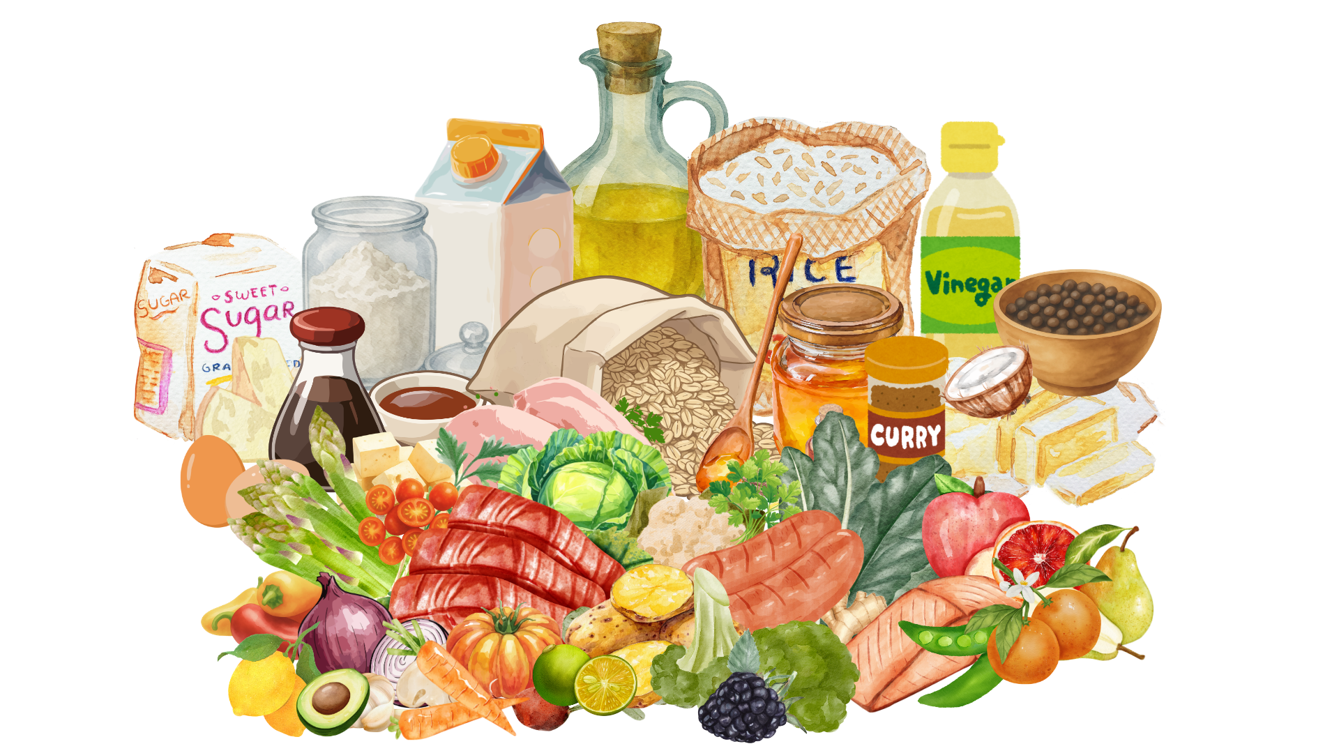 illustration of ingredients used in current week's meal